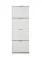 Armoire à chaussures étroite avec quatre portes basculantes Veliko 06, Couleur : Blanc, chants ABS, quatre compartiments, poignées : gris, dimensions : 155,5 x 58 x 18 cm, design moderne