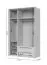 Armoire à cadre Neiafu 35, deux tiroirs, trois portes, système de fermeture en douceur, deux tringles à vêtements, dimensions : 226 x 142 x 60 cm, pieds réglables