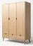 142 cm de large Armoire avec 3 portes, 5 casiers et 3 tiroirs en bois massif | Couleur: Naturel | Profondeur: 60 cm Abbildung