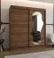 Armoire / Couleur : Noyer / 1,8 mètre de large / Un miroir / 10 compartiments / Armoire à portes coulissantes / Deux tringles à vêtements / Rails en aluminium