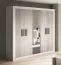 Armoire 2,1 m | Portes battantes miroir | 10 compartiments, 6 tiroirs, 4 portes | Gris/Blanc bicolore | Jolais 02 | 210 x 231 x 57 cm