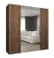 Armoire à deux portes miroir / Couleur : Noyer / Système de fermeture Soft-Close / 2 tringles à vêtements / 2 mètres de large / Poignées : Argent / Armoire à portes battantes