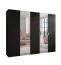Armoire / 2 portes à miroir / Couleur : Noir / 2,5 mètres de large / 3 compartiments / Poignées : Or / 3 tringles à vêtements / Dimensions : 250 x 52 x 202 cm / Soft-Close