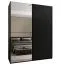 Penderie / Armoire à portes coulissantes / Soft-Close / 2 portes coulissantes / 2 tringles à vêtements / Couleur : Noir / 245,5 x 200 x 64 cm / 11 compartiments / Miroir