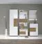 Banc de rangement compact Manase 13 | Brun chêne & blanc brillant | 48 x 63 x 36 cm