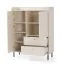 Commode / 2 tiroirs / Couleur : Beige avec effet bois / 3 tablettes en bois / Dimensions : 103,5 x 42 x 133 cm / 3 portes / Pieds et poignées : métal / 6 compartiments