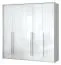 Armoire à portes battantes / armoire avec cadre LED Siumu 24, Couleur : Blanc / Blanc brillant - 226 x 232 x 60 cm (H x L x P)