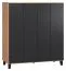 Meuble bar Leoncho 03 | Chêne & Noir | 122 x 112 x 47 cm | Design moderne, Soft Touch, LED