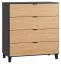 Commode Leoncho 33 | Noir & Chêne | 100 x 90 x 47 cm | Soft Touch & LED intégrée