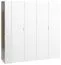 Armoire | 4 portes battantes | 3 tiroirs | 9 casiers | avec 3 tringles à vêtements | 180 cm de large | Couleur: Blanc Abbildung
