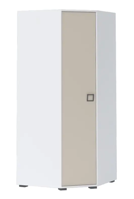 Armoire à portes battantes / armoire d'angle 15, couleur : blanc / crème - Dimensions : 198 x 86 x 86 cm (H x L x P)