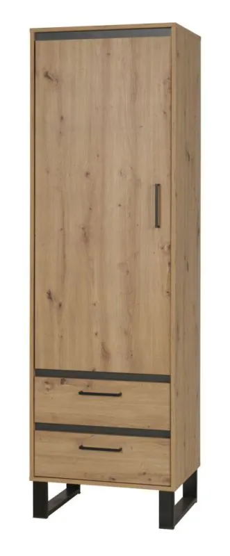 Armoire design Kanel 04 | Chêne et anthracite | 195 x 60 x 41 cm | Finition métal