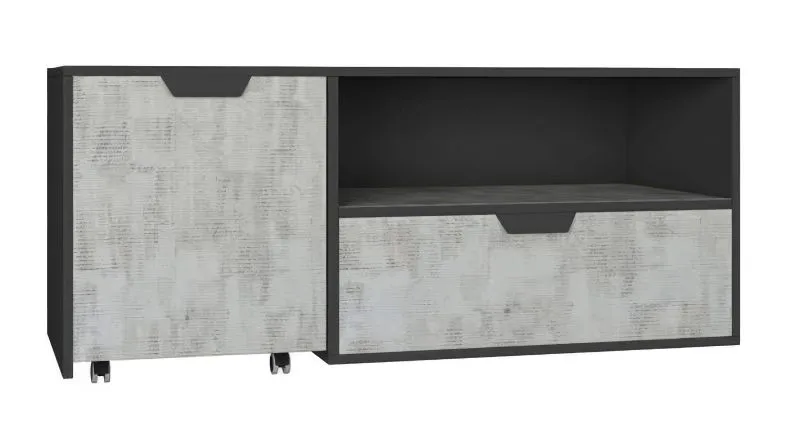 Meuble TV chambre ado Sprimont 10 | Design moderne | 45 x 120 x 50 cm | Finition gris foncé/gris