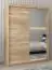 Armoire à portes coulissantes / Penderie Jan 03B avec miroir, Couleur : Chêne de Sonoma - Dimensions : 200 x 150 x 62 cm ( H x L x P)
