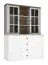 Étagère de vitrine pour commode Segnas, couleur : blanc pin / brun chêne - 111 x 130 x 35 cm (h x l x p)