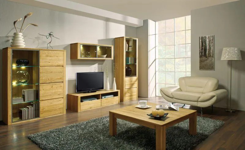 Salon-ameublement Salon complet - Set O Jussara, 5 - pièces, massif partiel, Couleur: Naturel Abbildung
