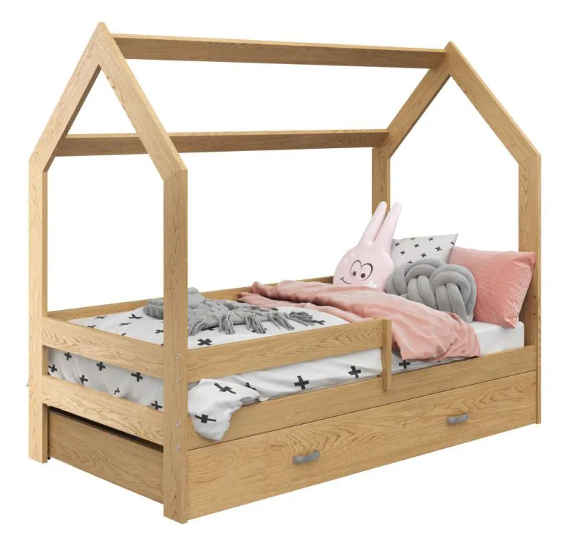 Cadre de lit pour enfants / Lit pour enfant 80 x 160 cm | Bois massif: Pin | Laqué Naturel Abbildung