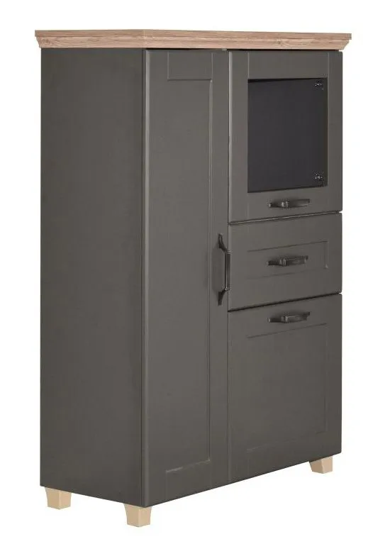 Vitrine Cuenca 02 | Chêne et gris | 132 x 95 x 39 cm | Rangement élégant et compact