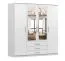 Armoire penderie blanche avec miroir | 4 portes, 3 tiroirs, 6 compartiments | Kopaonik 05 | 207 x 200 x 59 cm