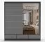 Armoire portes coulissantes avec miroir | 218 x 203 x 61 cm | Gris/Noir | Lusatian 23 | 2 portes, 3 tiroirs, 12 compartiments | Bicolore