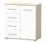 Commode Comarca 01 | Blanc & chêne Sonoma | 96 x 90 x 45 cm | 1 porte | 4 tiroirs | 3 niches | Poignées argentées
