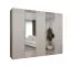 Armoire-penderie avec deux portes miroir Korab 98 | 2,5 m de large | Coloris cachemire | Fermeture Soft-Close | Poignées couleur cachemireées