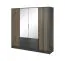 Armoire moderne avec miroir Leeds 04, couleur : Graphite - dimensions : 200 x 206 x 51 cm (h x l x p), avec deux tiroirs