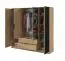Armoire avec miroir Leeds 12, Couleur : Chêne Artisan - Dimensions : 200 x 206 x 51 cm (H x L x P)