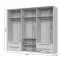 Grande armoire à portes battantes avec cadre Neiafu 52, quatre tiroirs, couleur : cachemire, six portes, cinq étagères, dimensions : 226 x 277 x 60 cm, pieds réglables