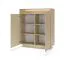 Commode / Couleur : Cacao / Chêne crémone / 2 portes battantes / Éclairage LED inclus / 7 compartiments / 103 x 40 x 119 cm / Fonction push-to-open / Commode / Chants ABS