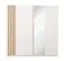 Armoire à portes coulissantes / Miroir / Couleur : Blanc / Lamelles décoratives en chêne artisan / Penderie / Dimensions : 200,5 x 62 x 198,5 cm / 1 tringle à vêtements / 5 compartiments