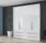 Armoire à portes battantes / armoire avec cadre LED Siumu 30, Couleur : Blanc / Blanc brillant - 226 x 187 x 60 cm (H x L x P)