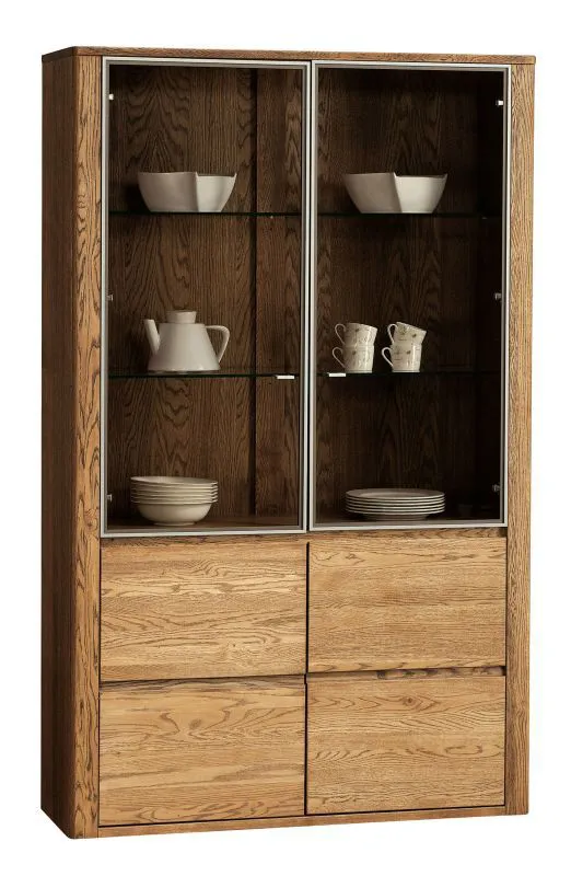 Vitrine Jussara 04 | Chêne partiellement massif | Finition ambre | 201 x 124 x 42 cm | Rangement optimal