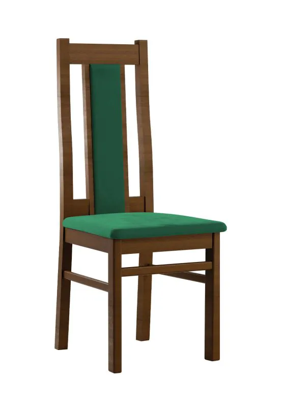 Chaise Bachtel 04, bois de hêtre massif, Couleur : Chêne / Rembourrage vert - Dimensions : 99 x 42 x 54 cm (H x L x P)