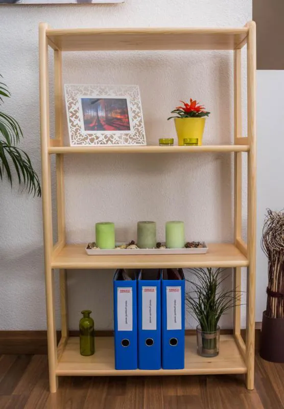 Étagère, Étagère de cuisine, Étagère de salon, Bibliothèque - 70 cm de large, Pin Bois-massif, Couleur: Naturel Abbildung