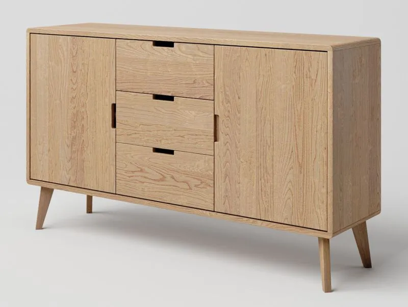 Commode en chêne massif naturel Aurornis 45 | 84 x 142 x 40 cm | Design moderne et grande capacité