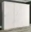 Armoire moderne avec aspect marbre Etna 48, Couleur : Blanc mat / Marbre blanc - Dimensions : 200 x 250 x 62 cm (h x l x p), avec suffisamment d'espace de rangement