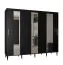 Grande armoire à portes coulissantes avec trois bandes de miroir Jotunheimen 204, couleur : noir - Dimensions : 208 x 250,5 x 62 cm (H x L x P)