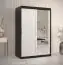 Armoire neutre avec une porte miroir Liskamm 31, Couleur : Noir mat / Blanc mat - Dimensions : 200 x 120 x 62 cm (h x l x p), avec cinq casiers et deux tringles à vêtements