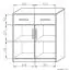 Commode Pasuruan 08, couleur : Noyer / Erable - Dimensions : 95 x 85 x 37 cm (H x L x P)
