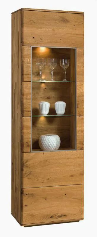 Vitrine Lencois 08 | Chêne massif naturel | 201 x 62 x 39 cm | Porte à gauche