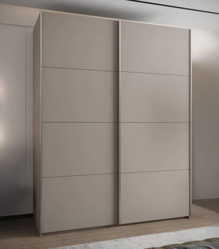 Penderie / Armoire à portes coulissantes / 245,5 x 200 x 64 cm / 2 tringles à vêtements / 2 portes coulissantes / 11 compartiments / 6 étagères / Couleur : Cachemire / Soft-Close