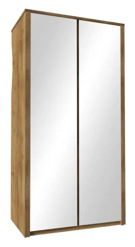 Armoire à portes battantes / Penderie Selun 23, Couleur : Chêne brun foncé - Dimensions : 197 x 113 x 53 cm (h x l x p)