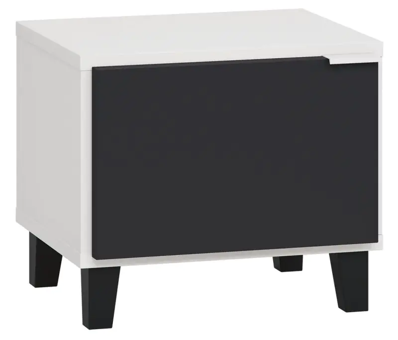 Table de nuit Vacas 17, couleur : blanc / noir- Dimensions : 40 x 45 x 40 cm (h x l x p)