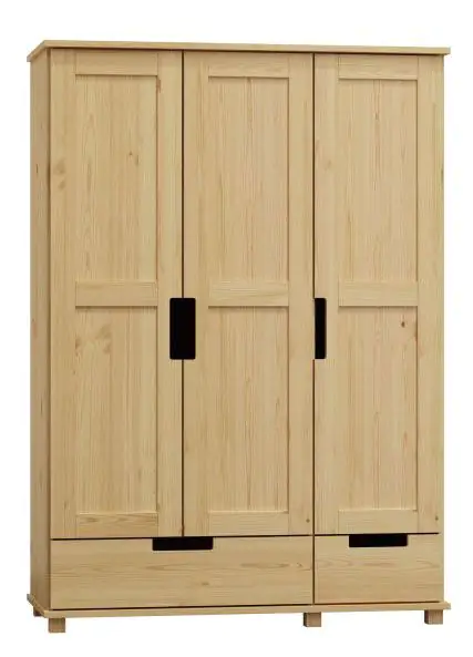 Armoire / armoire à portes battantes en bois de pin massif naturel 009 - Dimensions 190 x 120 x 60 cm (H x L x P)