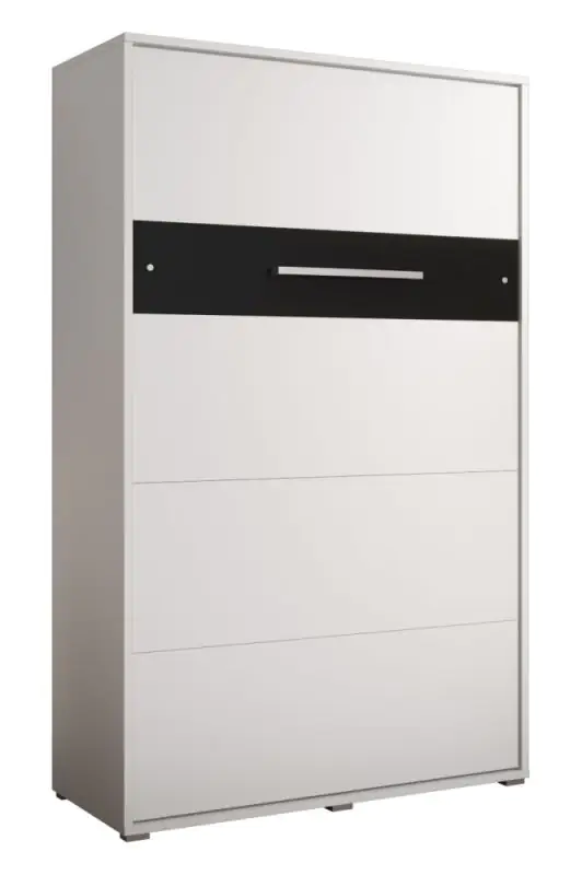 Lit escamotable Namsan 02 vertical, Couleur : Blanc mat / Noir brillant - Surface de couchage : 120 x 200 cm (l x L)