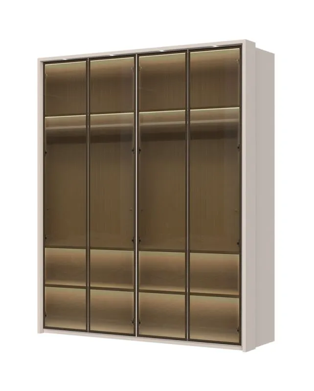 Armoire penderie portes vitrées Neiafu 67 | Éclairage intérieur LED | Kaschmir | 224 x 182 x 56 cm | Soft-Close