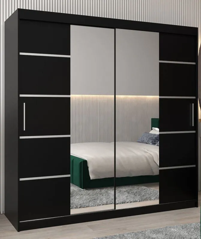 200 cm de large Armoire avec 10 casiers et 2 portes | Couleur: Noir Abbildung