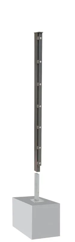 Poteau de clôture mod. A, Finition:  Revêtement anthracite, Pour hauteur de clôture: 143 cm, Longueur: 148,5 cm, Points de fixation: 8