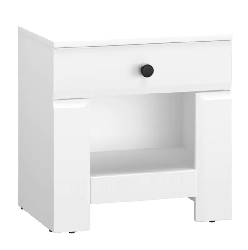 Table de chevet Orivesi 14, Couleur : Blanc - Dimensions : 50 x 50 x 35 cm (h x l x p), avec 1 tiroir et 1 compartiment